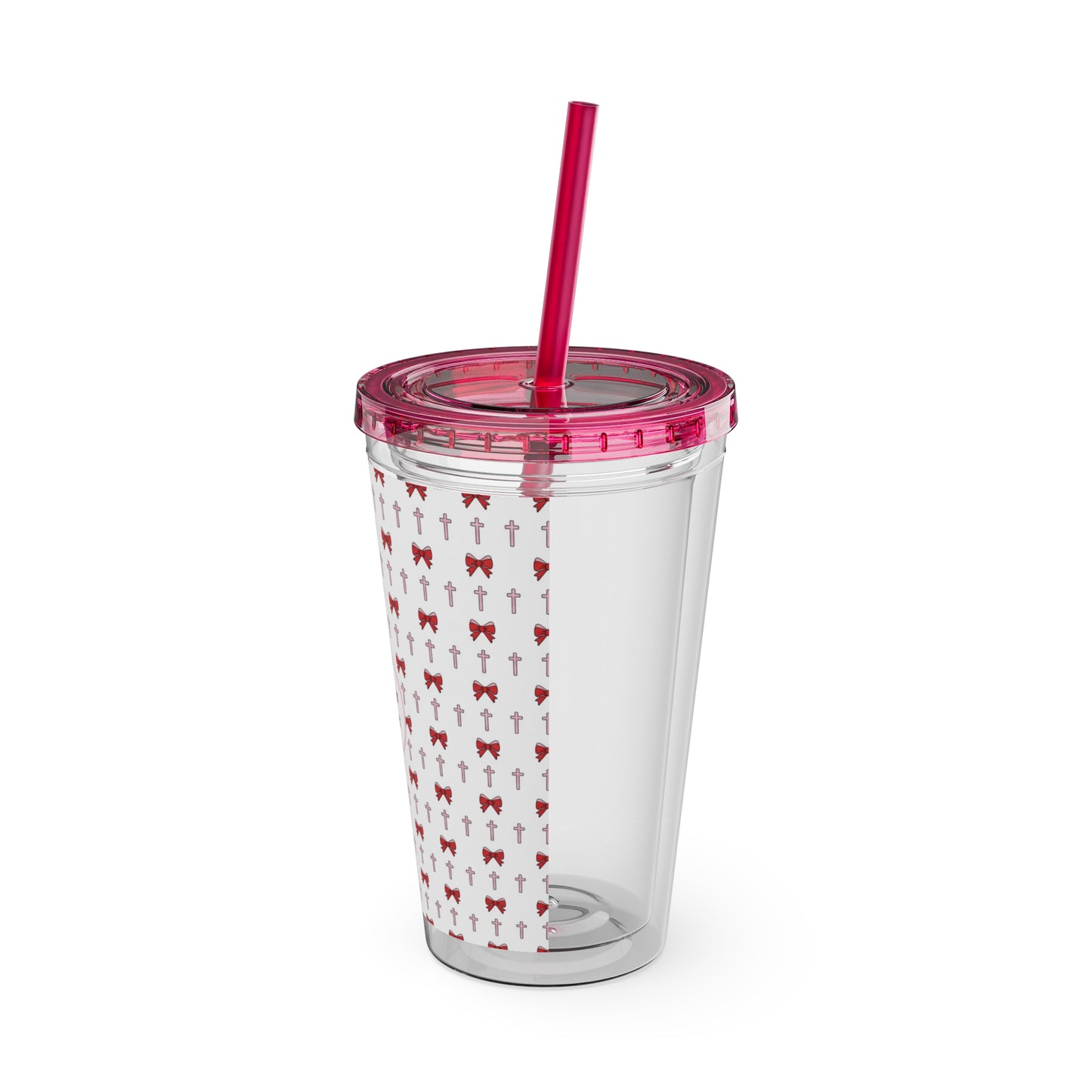 I Love Jesus & Bows Acrylic Tumbler | 16oz Straw Cup