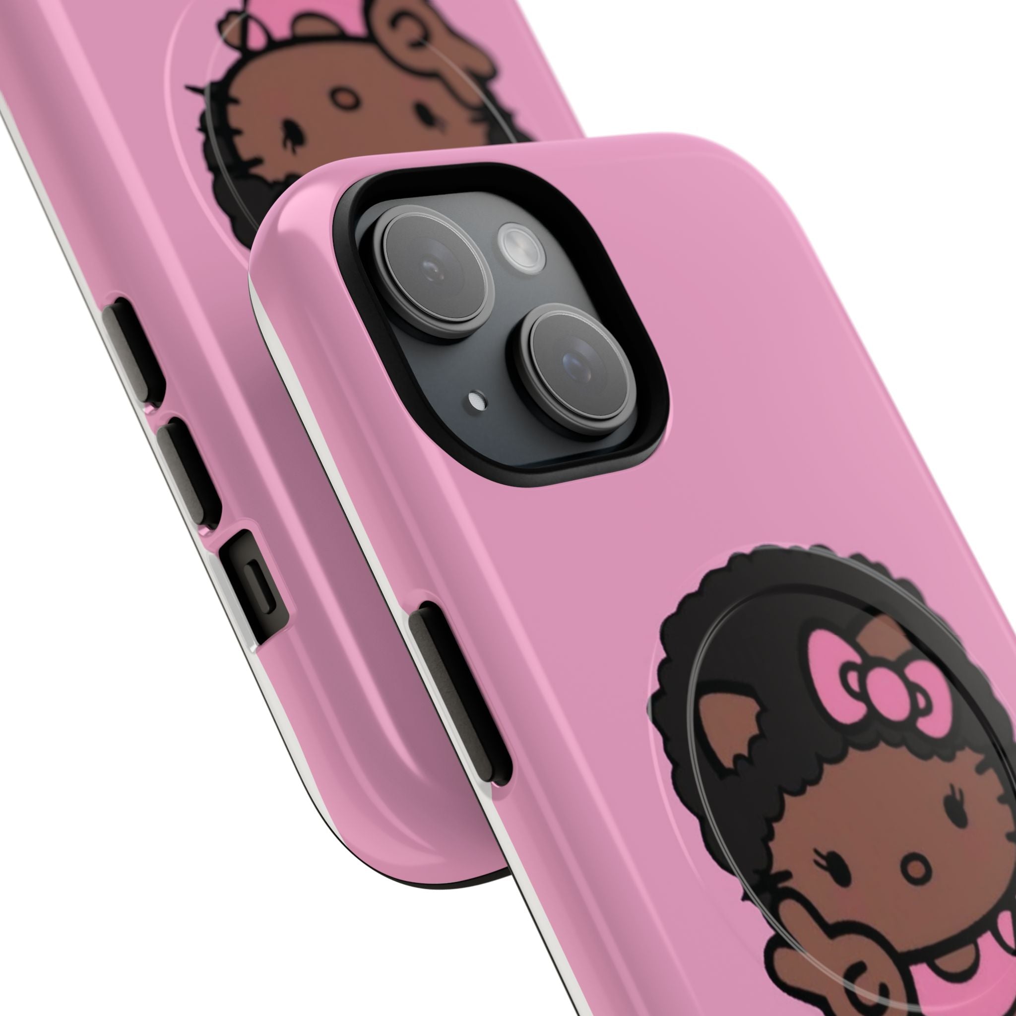 Cute Afro Girl Phone Case — Tough Magnetic Pink Protective Case