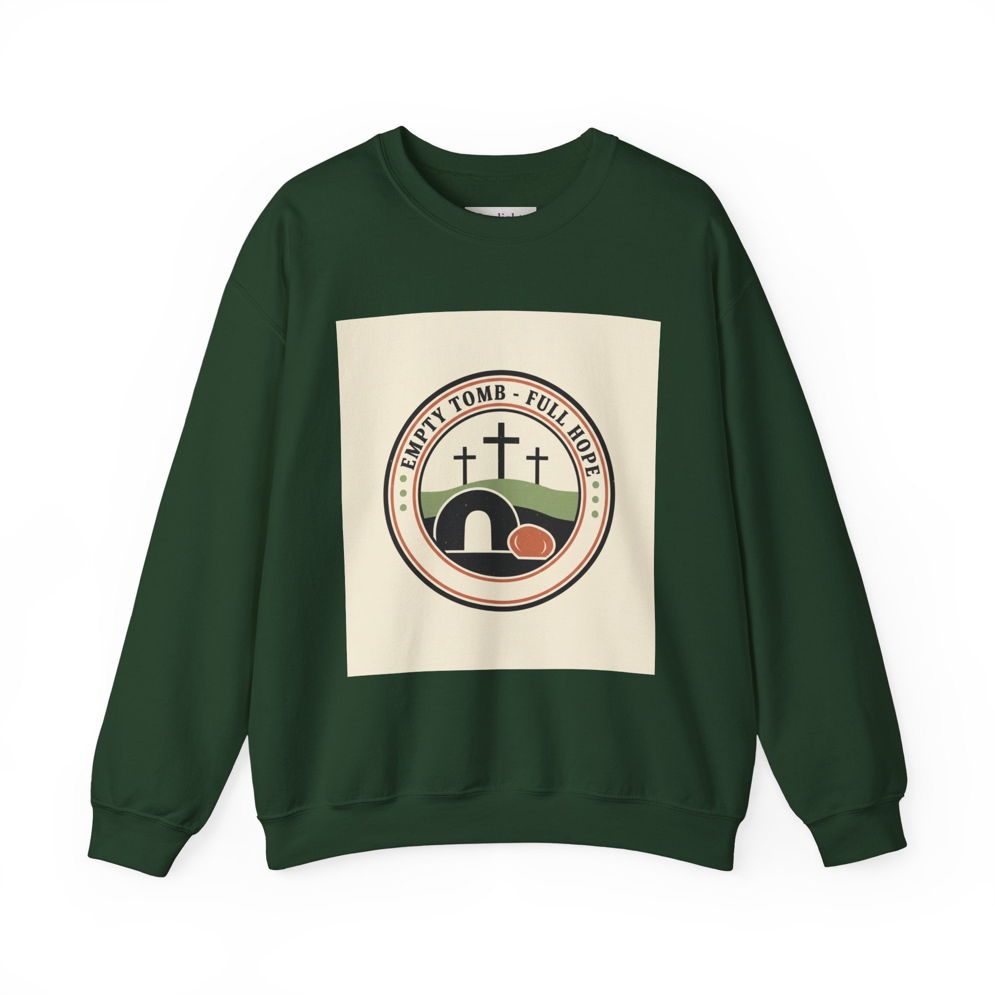 Crewneck Sweatshirt — 'Empty Tomb, Full Hope' Christian Easter Graphic