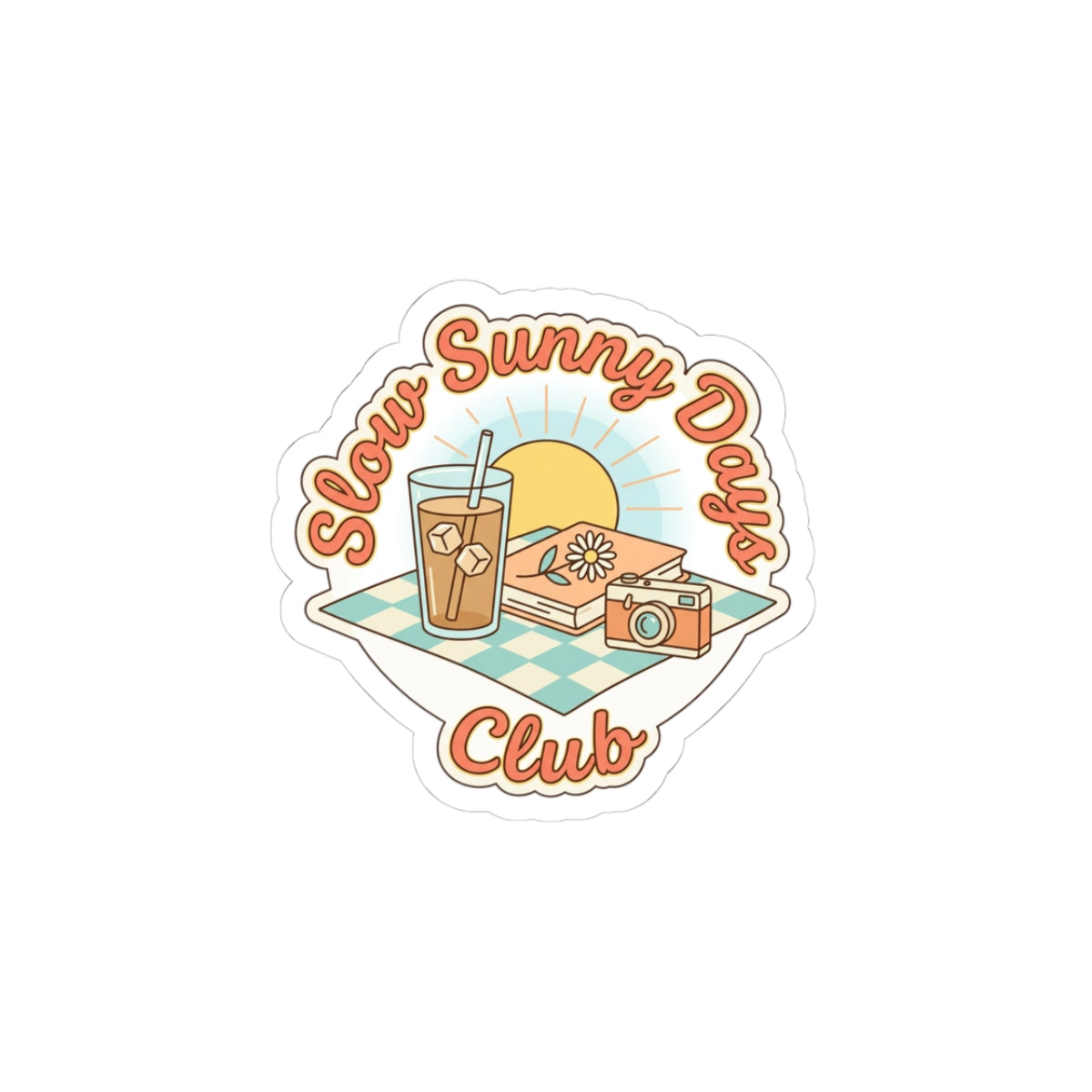 Slow Sunny Days Club Sticker | summer aesthetic, pastel coastal vibes