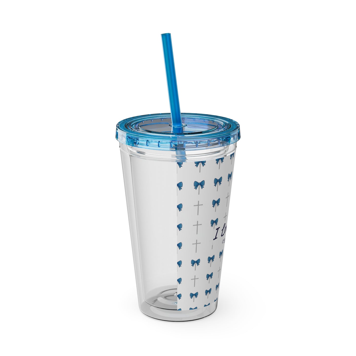 I Love Jesus & Bows Acrylic Tumbler | 16oz Straw Cup