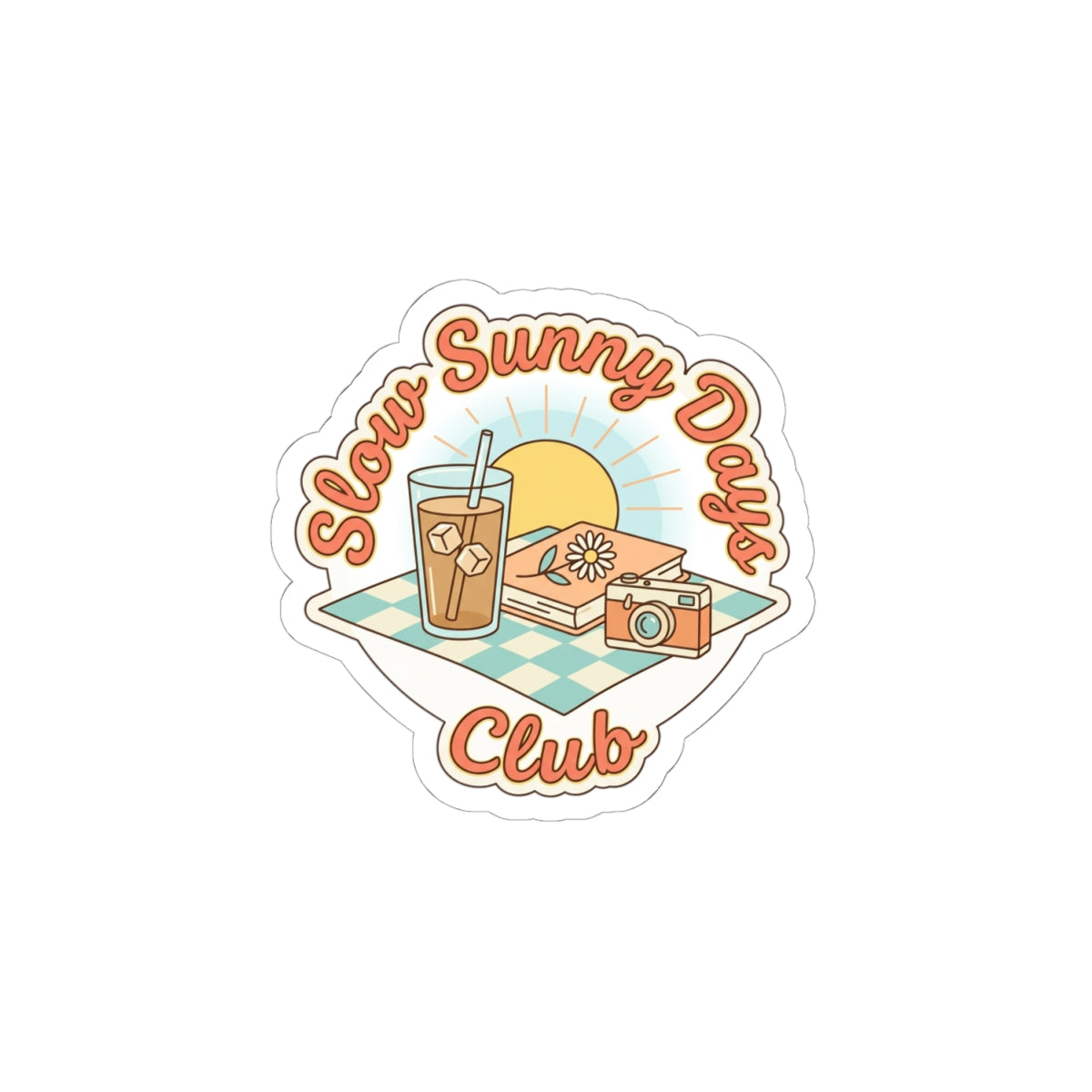 Slow Sunny Days Club Sticker | summer aesthetic, pastel coastal vibes