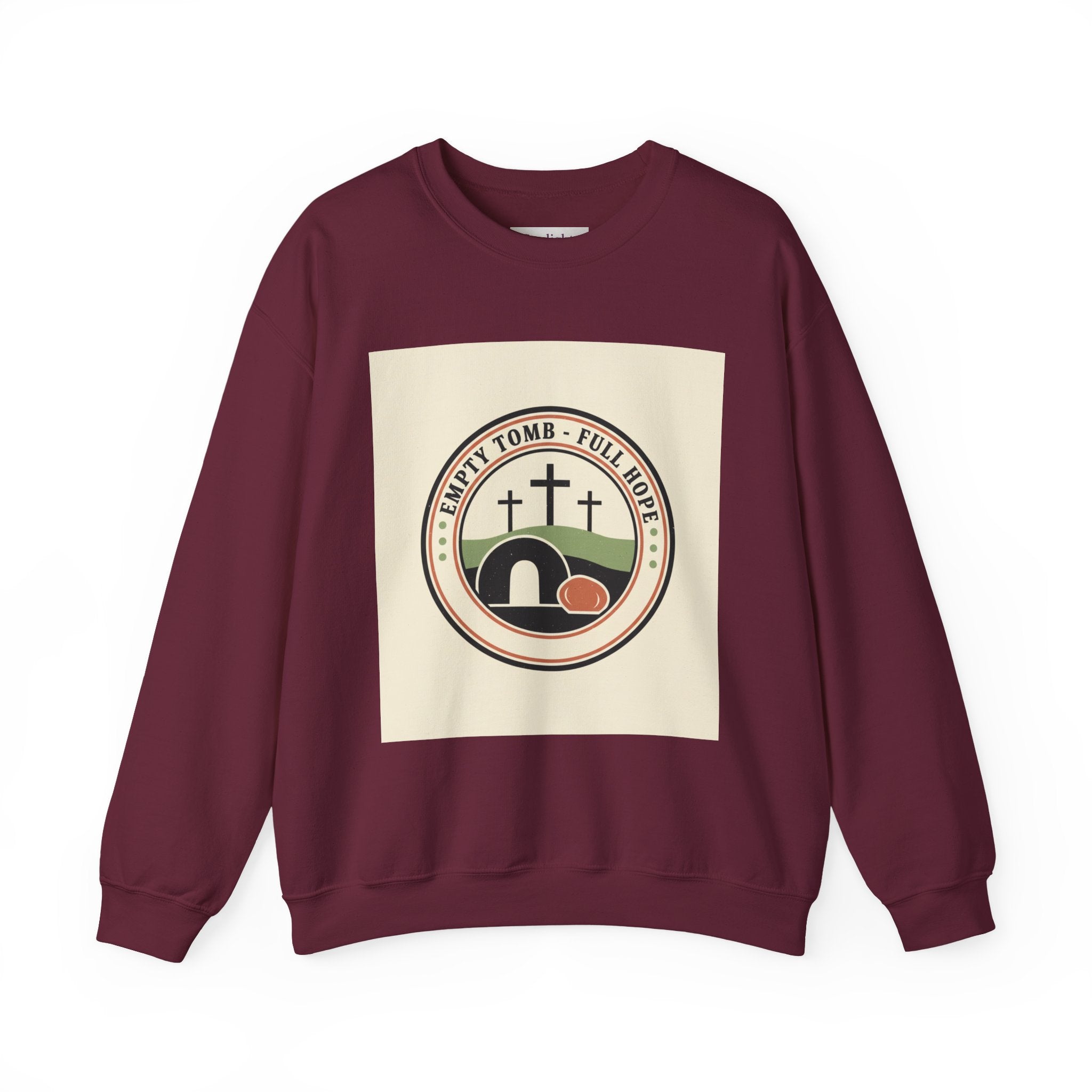Crewneck Sweatshirt — 'Empty Tomb, Full Hope' Christian Easter Graphic
