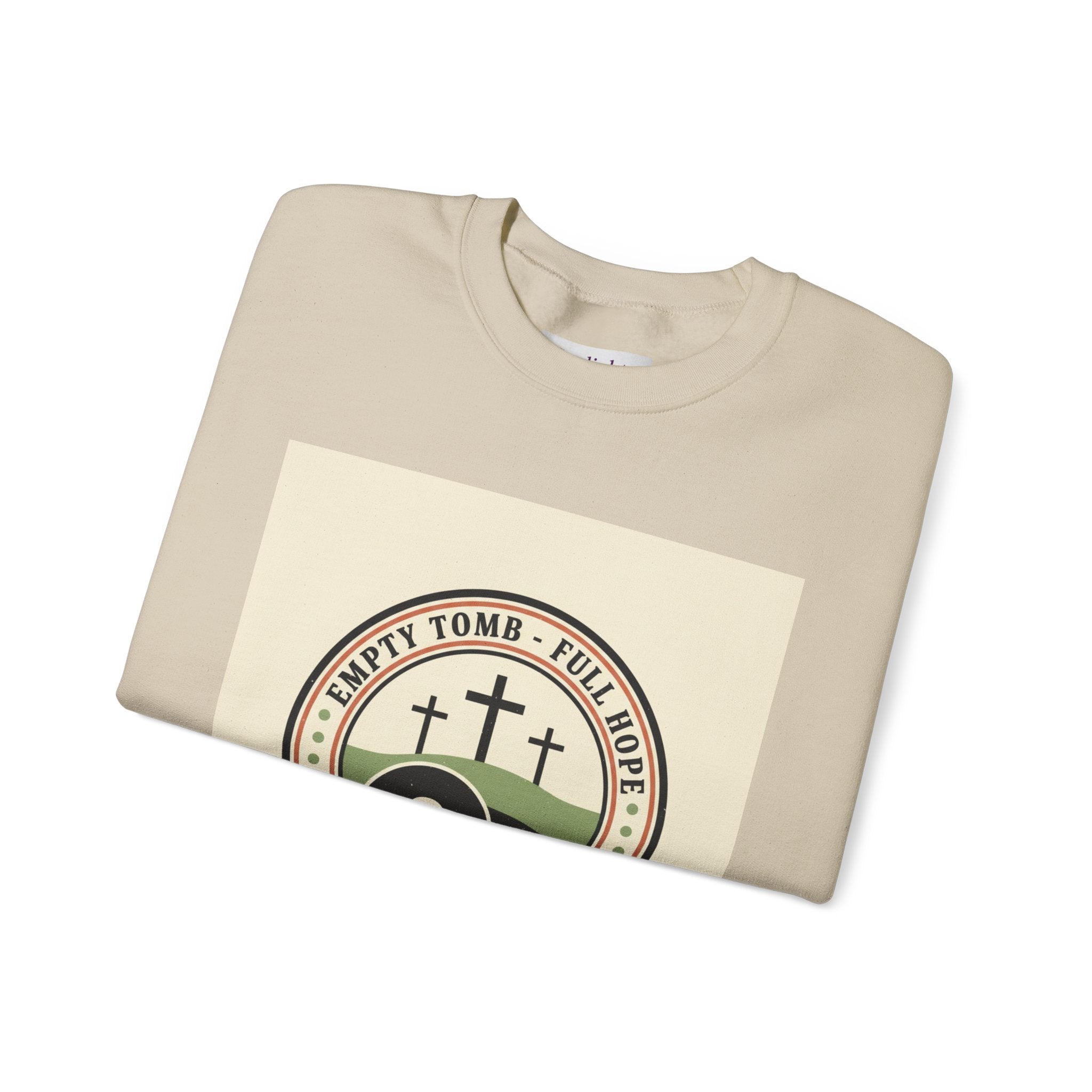 Crewneck Sweatshirt — 'Empty Tomb, Full Hope' Christian Easter Graphic
