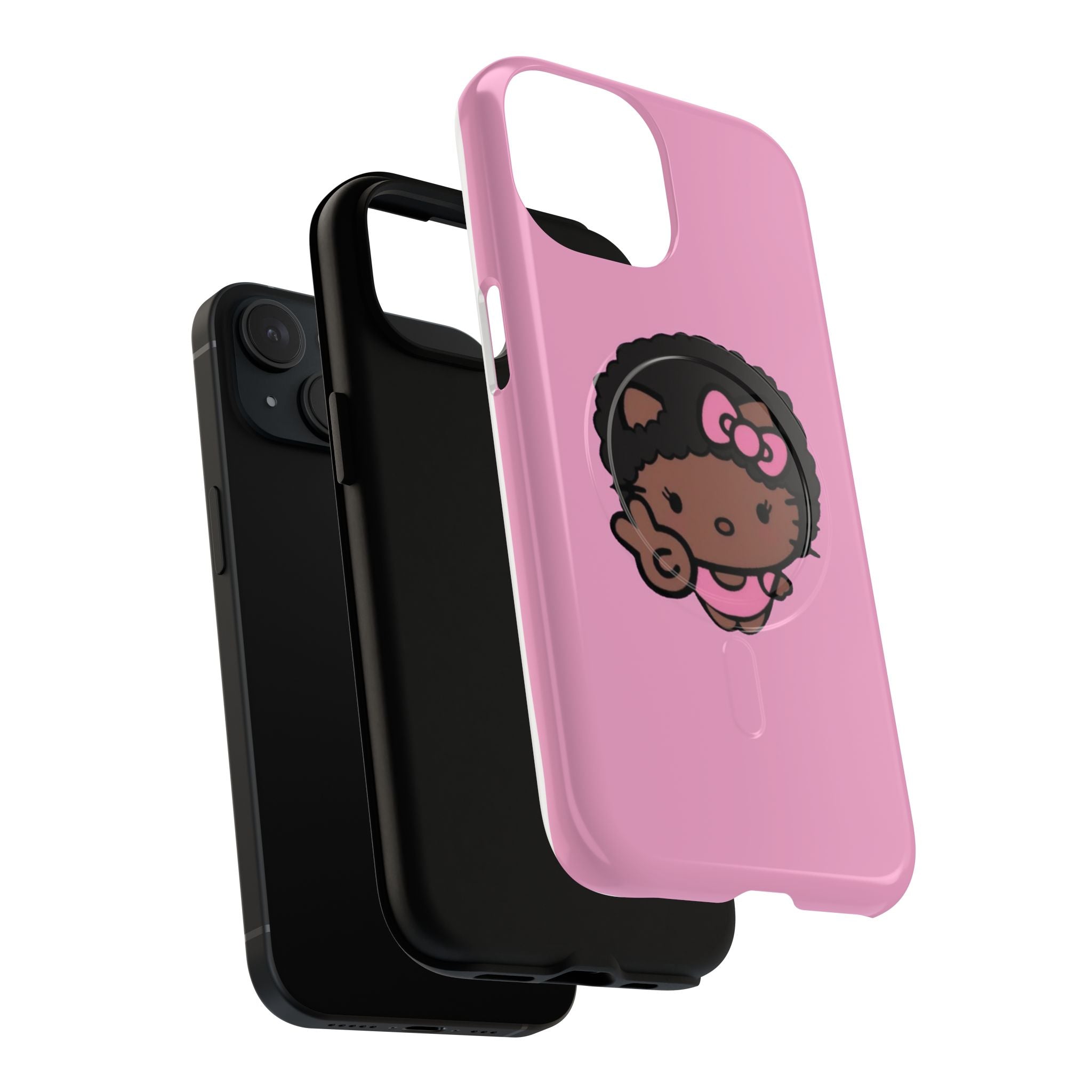 Cute Afro Girl Phone Case — Tough Magnetic Pink Protective Case