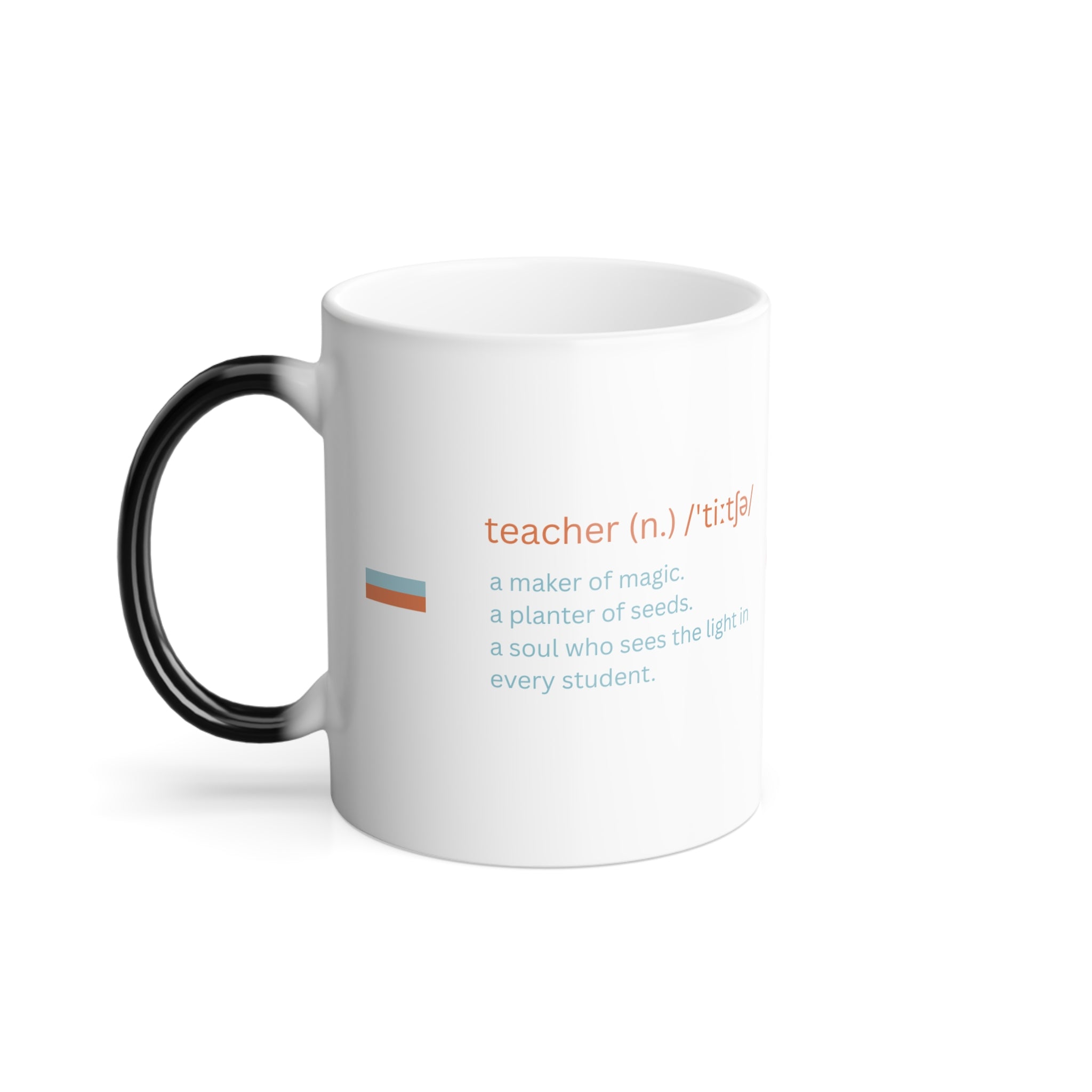 Color Morphing Mug for Teacher - Retro Stripes & Hidden Quote Heat-Sensitive Coffee Cup (11oz)