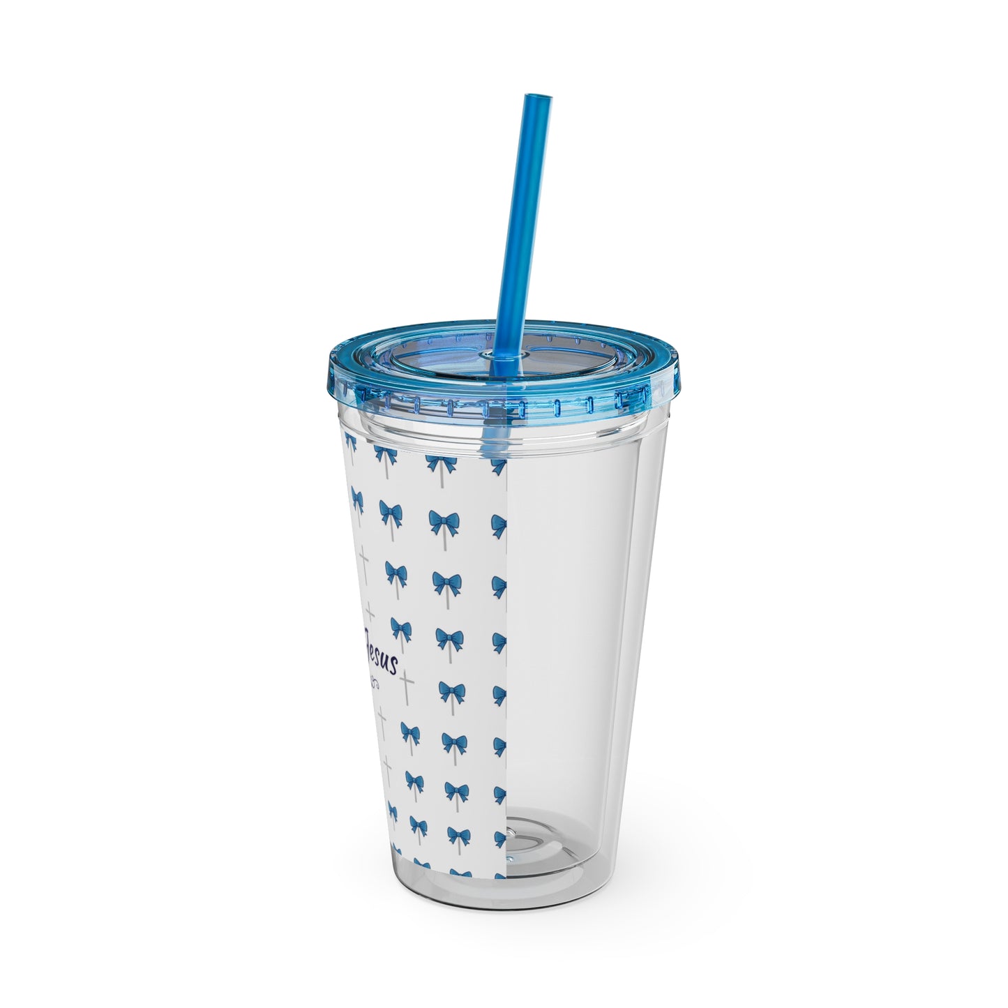 I Love Jesus & Bows Acrylic Tumbler | 16oz Straw Cup