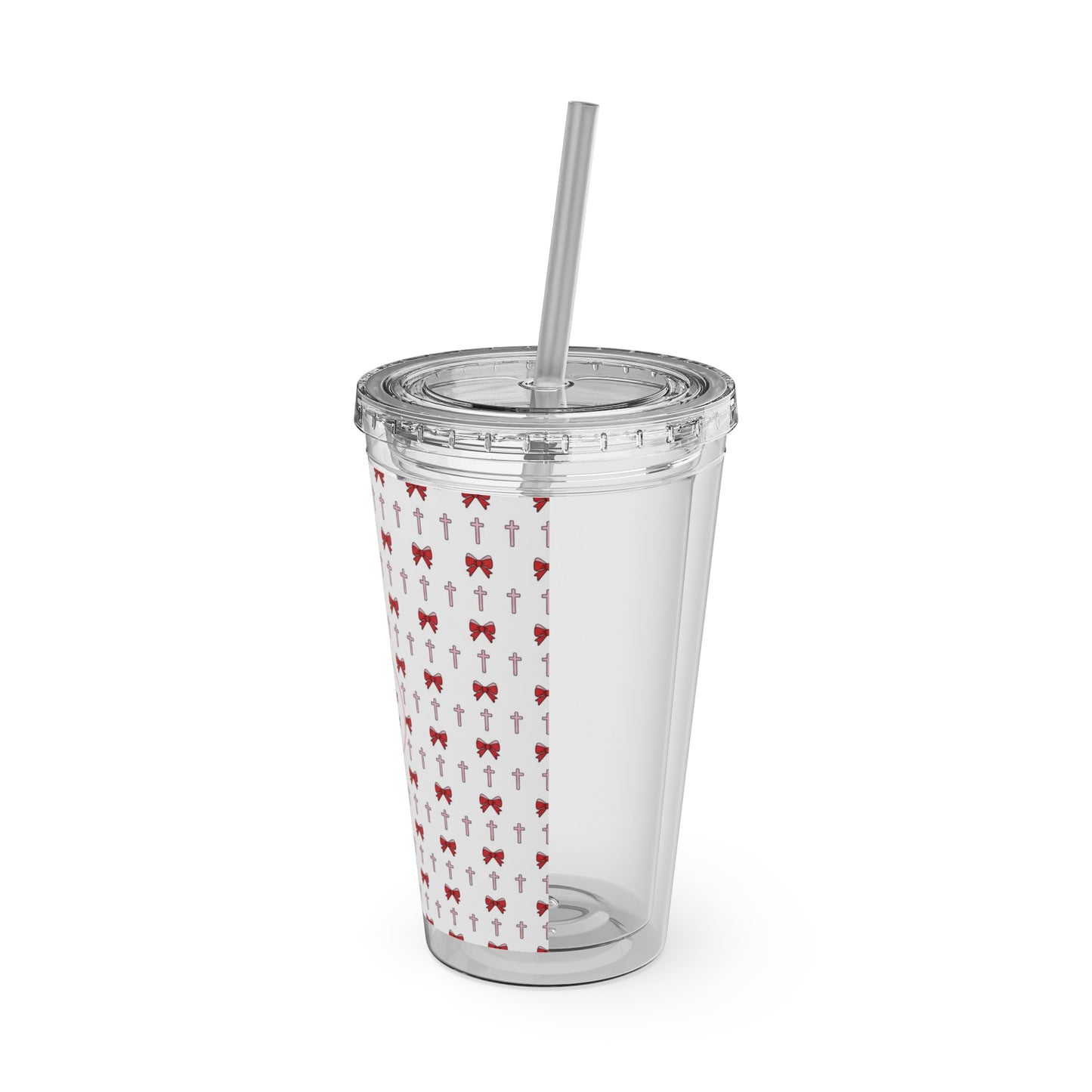 I Love Jesus & Bows Acrylic Tumbler | 16oz Straw Cup