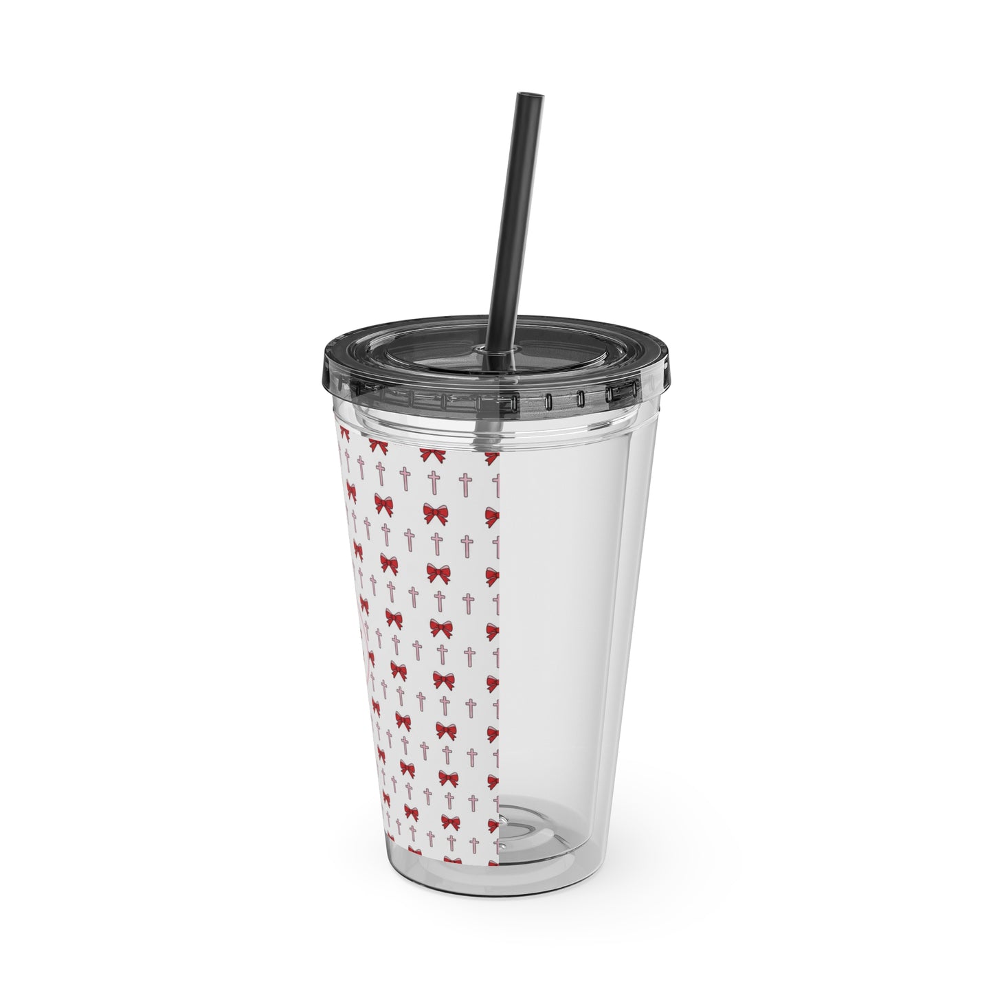I Love Jesus & Bows Acrylic Tumbler | 16oz Straw Cup
