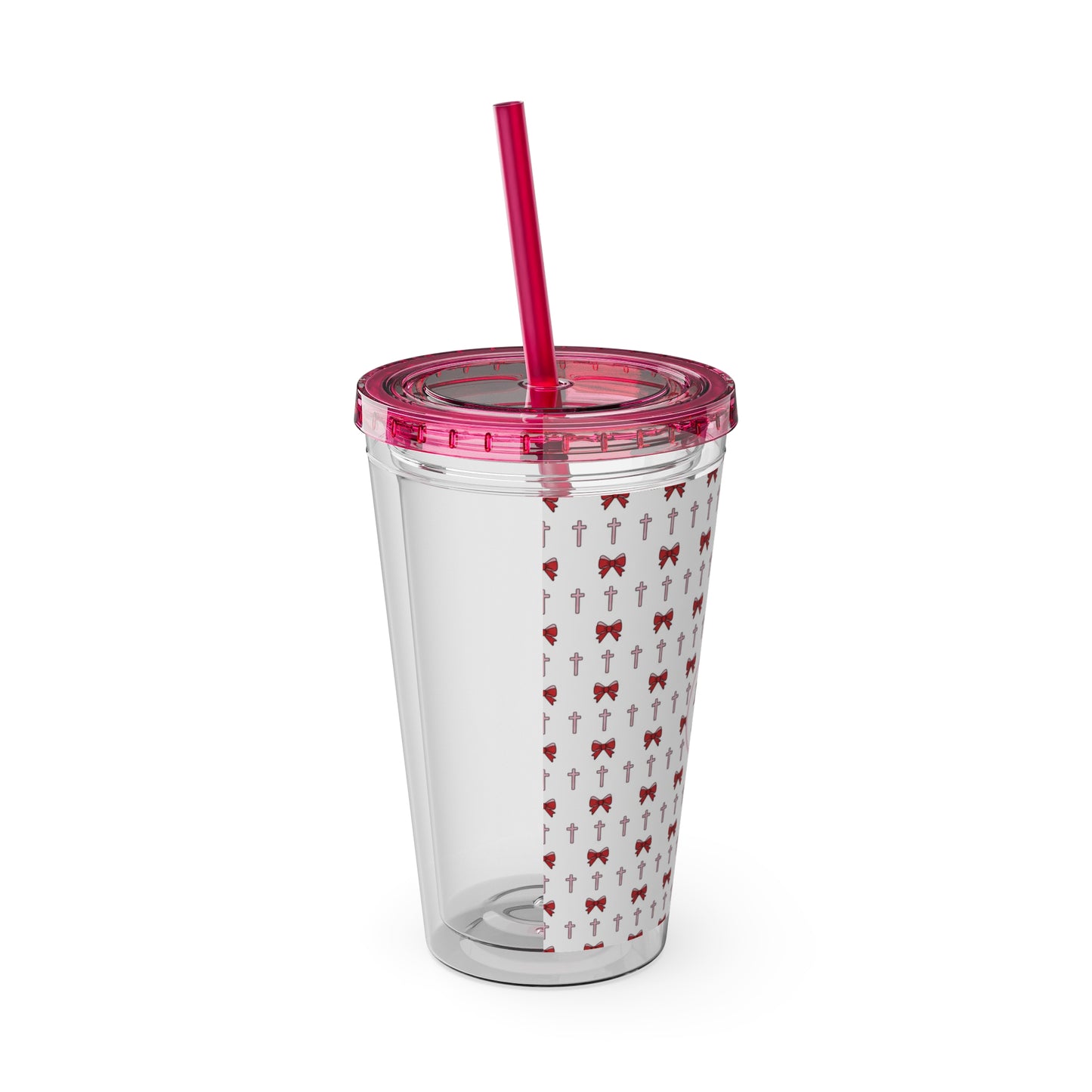 I Love Jesus & Bows Acrylic Tumbler | 16oz Straw Cup