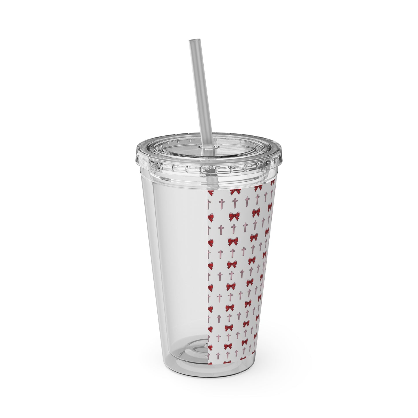 I Love Jesus & Bows Acrylic Tumbler | 16oz Straw Cup